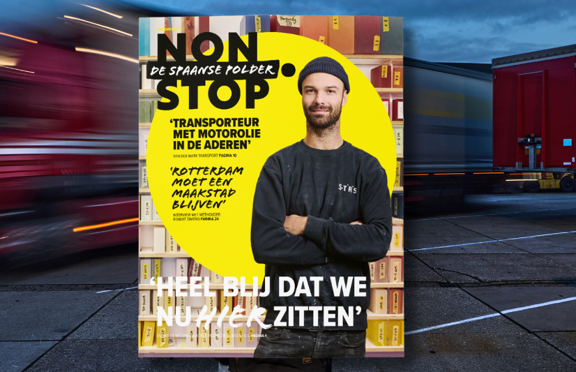 non-stop magazine cover met man en de quote: 'heel blij dat we hier nu zitten.'